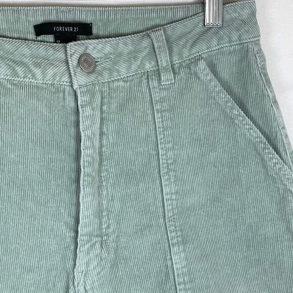 Forever 21‎ Women’s L Sage Green Corduroy Straight Leg Pants Boho Festival Artsy - Picture 13 of 16